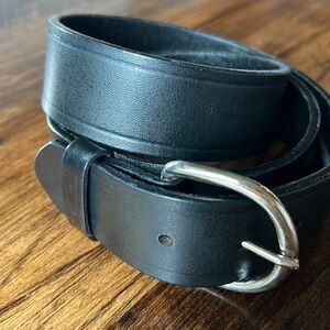 Dutyman Men’s Sz 42 Essential Black Full Grain Leather Belt Silver Buckle